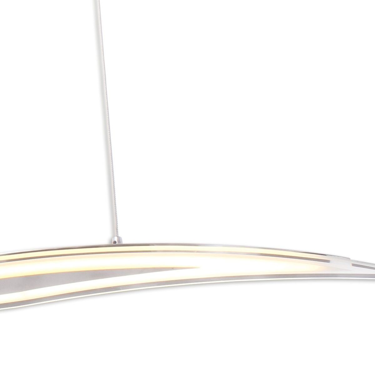Suspension barre  Led dimmable WAVE argentée en métal et verre