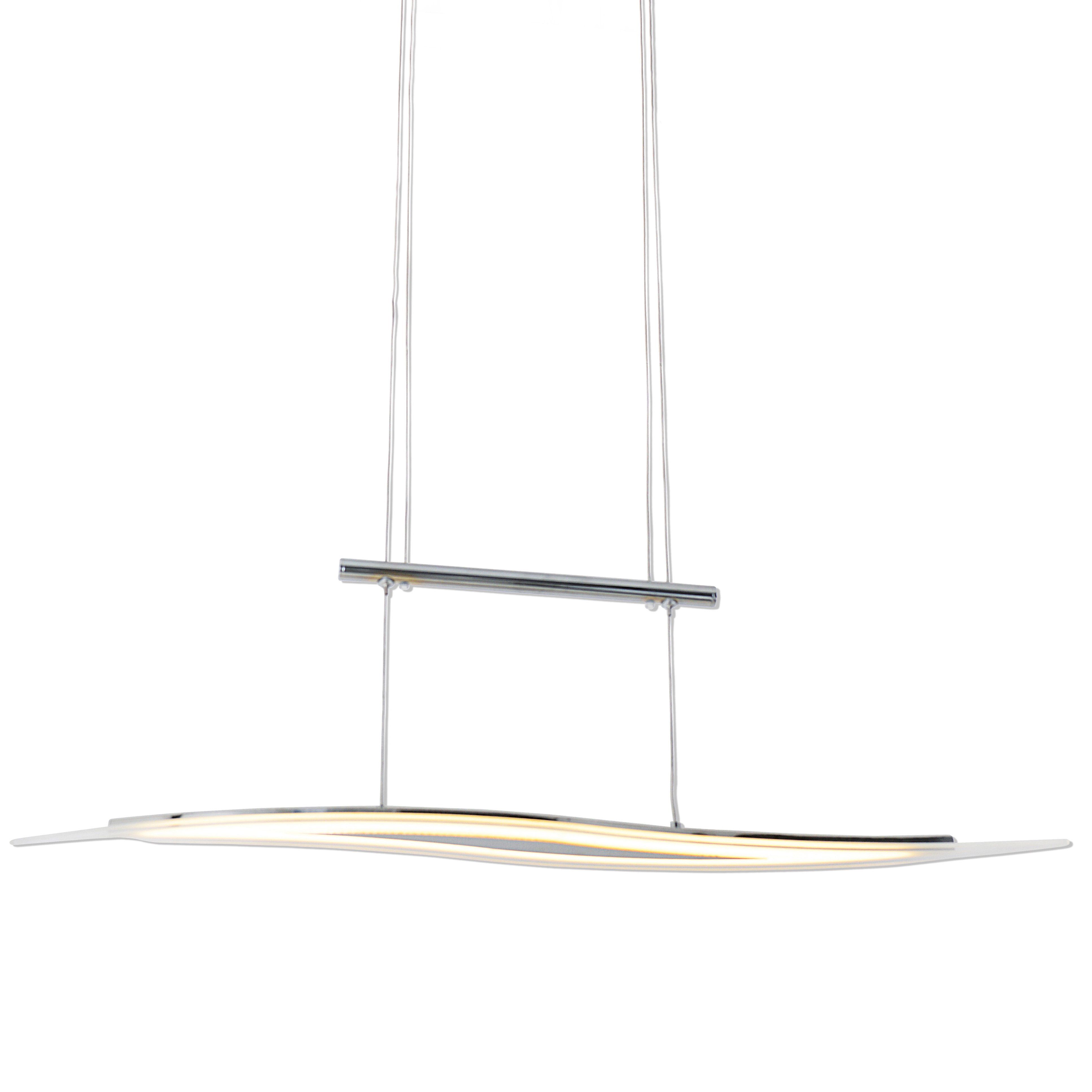 Suspension barre  Led dimmable WAVE argentée en métal et verre