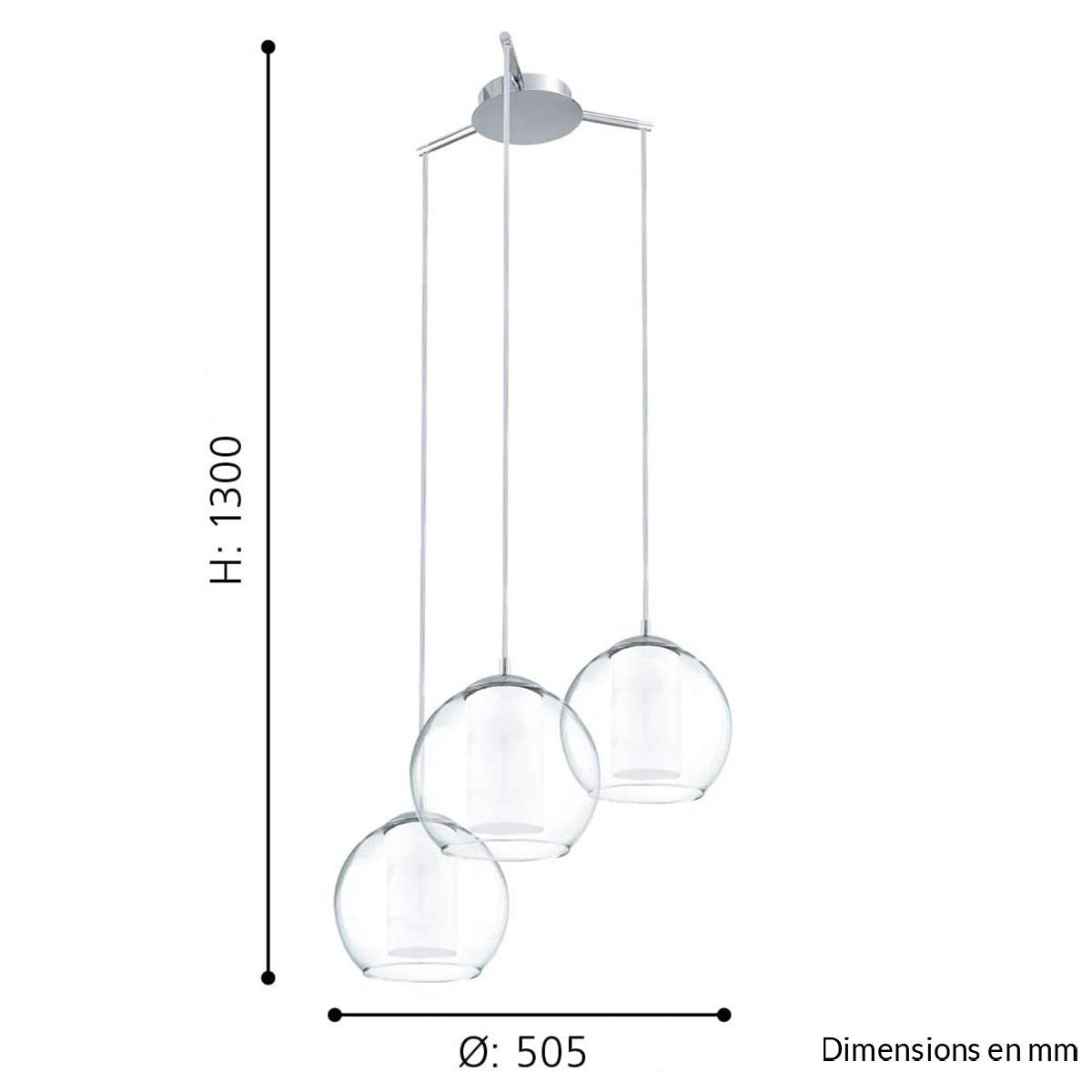 Suspension verre multiple BOLSANO transparente en verre