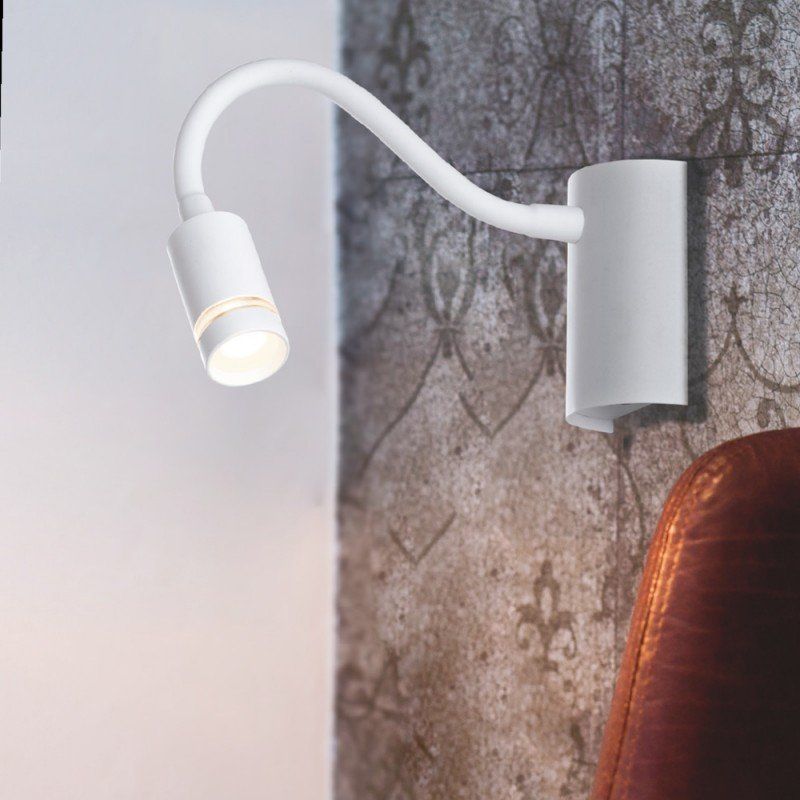 Applique liseuse Led flexible KEPLER blanche en métal