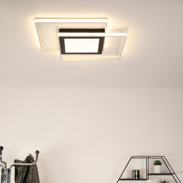 Plafonnier noir lampe de chambre moderne, plafonnier LED détecteur de  mouvement IP44, métal acrylique opale, 18W 980lm 4000K blanc neutre, D 30  cm, ETC Shop: lampes, mobilier, technologie. Tout d'une source.