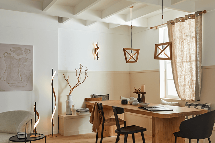 Suspension en bois lampe de salon ronde Suspension scandinave